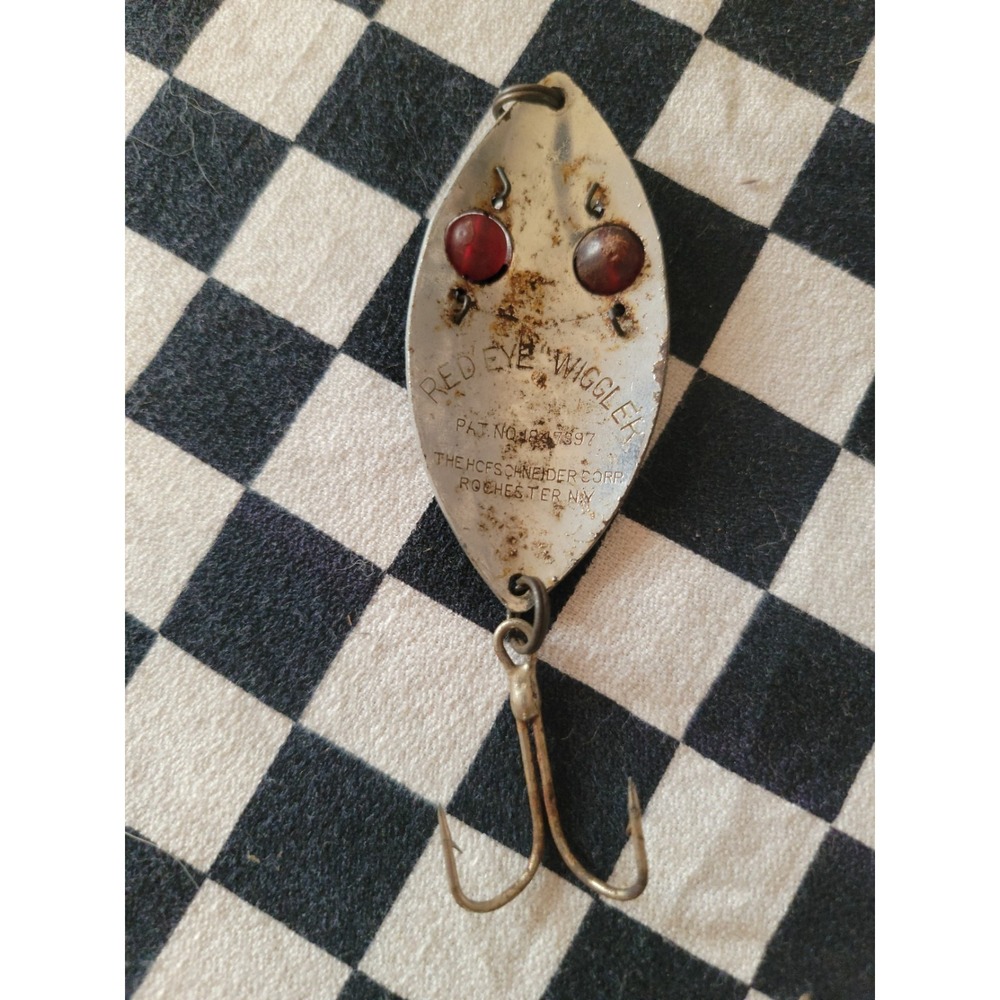 Vintage Red Eye Wiggler Spoon Lure HCF Schneider Rochester NY Fishing Lure